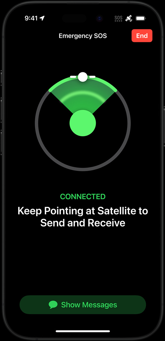 Demonstration of messaging via Satellite on iPhone 16 Pro in Black Titanium