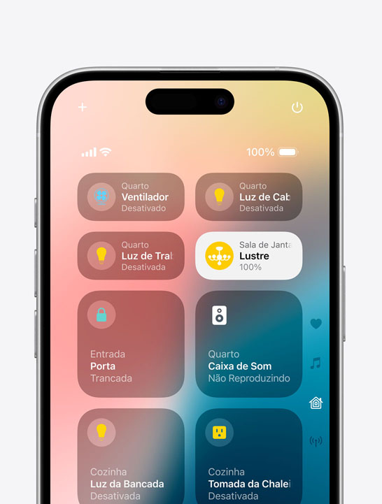 Tela do iPhone 16 com a Central de Controle