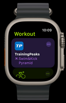 The TrainingPeaks app displayed on Apple Watch Ultra 2.