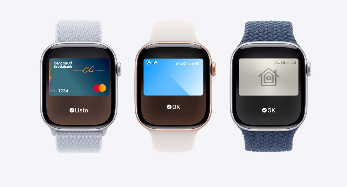 Un Apple Watch Series 10 muestra una tarjeta genérica en la app Wallet.