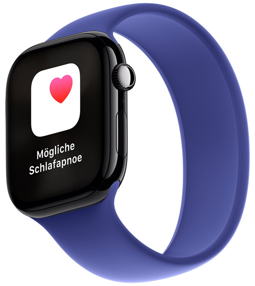 Die Mitteilung „Mögliche Schlafapnoe“ erscheint auf einer Apple Watch Series 10.