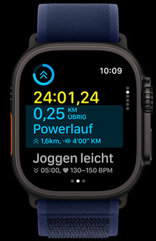 Eigene Trainings zeigen, wie viele Kilometer noch fehlen und wie lange der Lauf schon dauert.