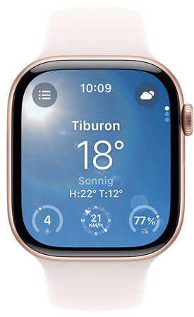 Ein Apple Watch Display mit der Wetter App