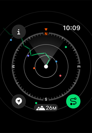 The compass app showing the path of where the hiker has been.