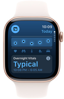 Une Apple Watch affichant la nouvelle app Signes vitaux.