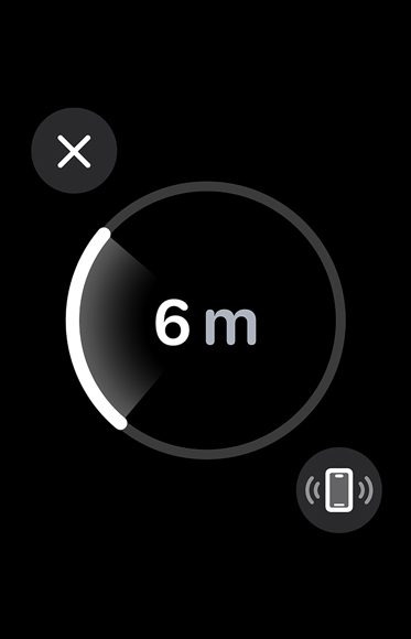 Precision Finding showing the direction and distance to someone's iPhone.