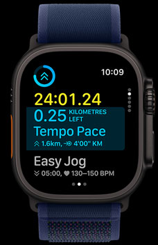 Custom workouts demonstrating how many miles left and the amount of time theyʼve been running.