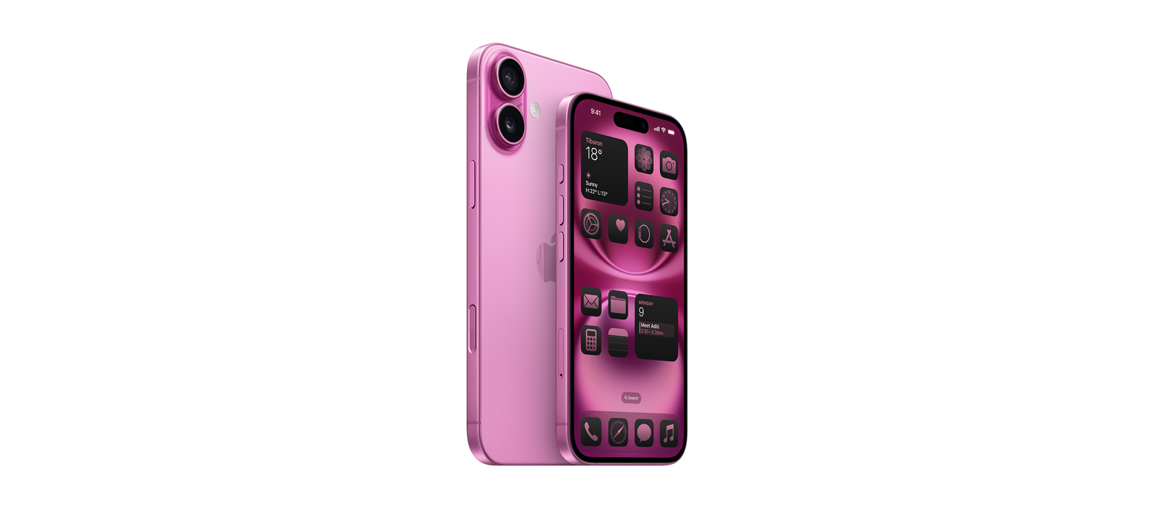 17.00 cm (6.7″) iPhone 16 Plus & 15.54 cm (6.1″) iPhone 16 in Pink