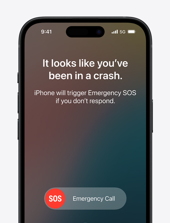 iPhone displays a safety message after automatically detecting a severe car crash.