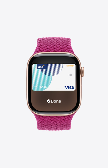 Apple Card being used through Apple Pay on Apple Watch Series 10.