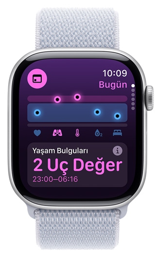 2 aykırı değere sahip Yaşam Bulguları’nı gösteren Apple Watch ekranı