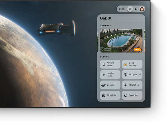 Apple TV 4K control centre UI on a flat screen television