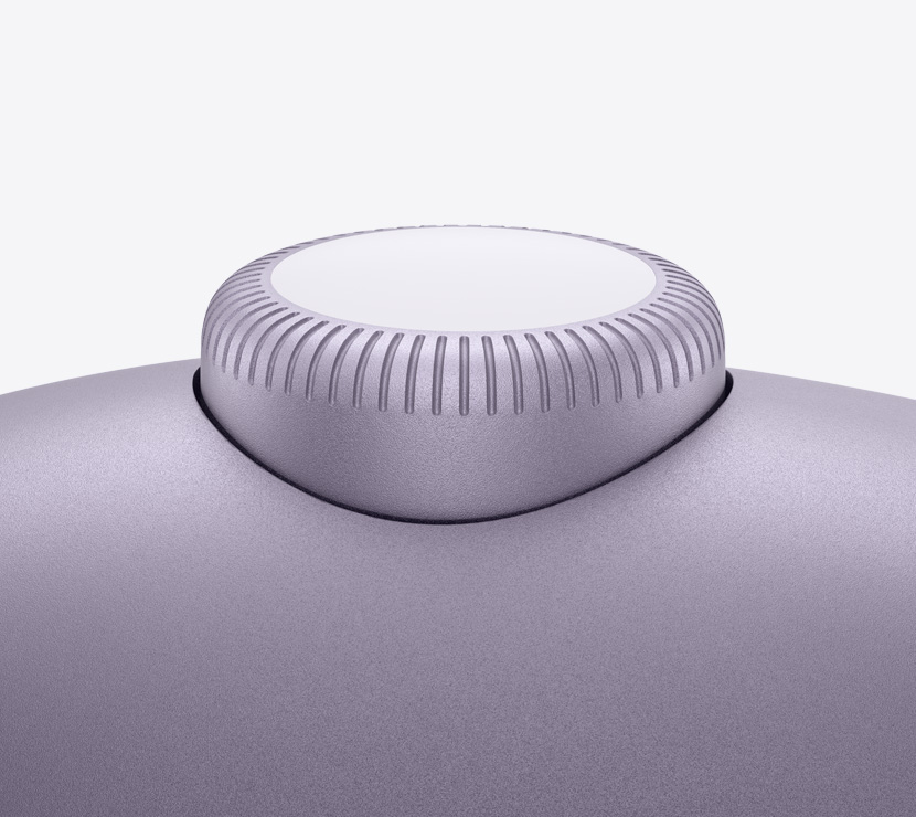 A close-up of AirPods Max digital crown.