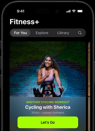 A screen showing a personalized workout recommendation in the For You section of Fitness+ on iPhone