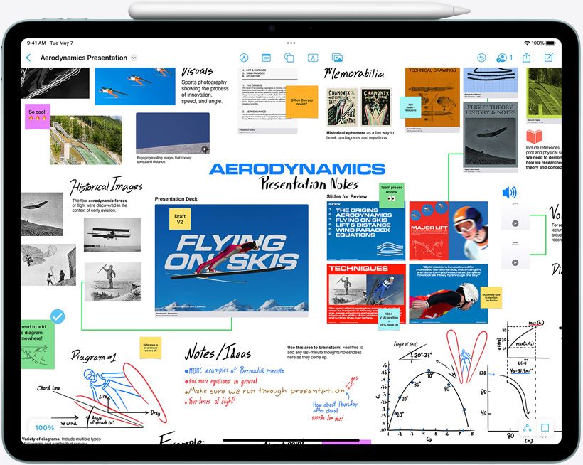 iPad Air en mode paysage, avec Apple Pencil Pro fixé 